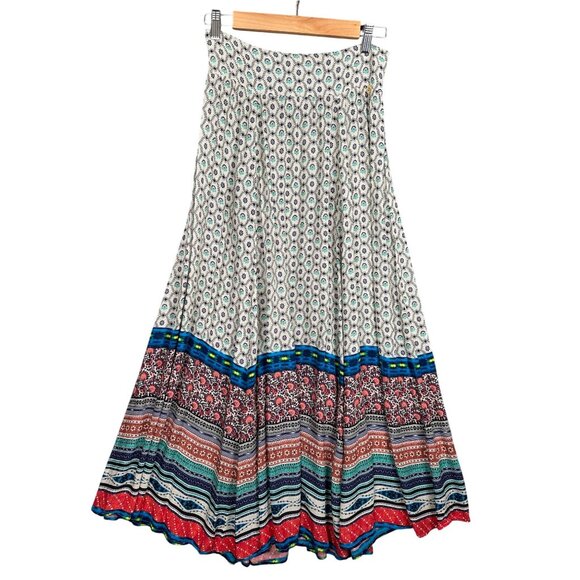 Ondademar Lightweight Maxi Skirt MED Bohemian Resort Cover Up Smocked Waist - Picture 1 of 8